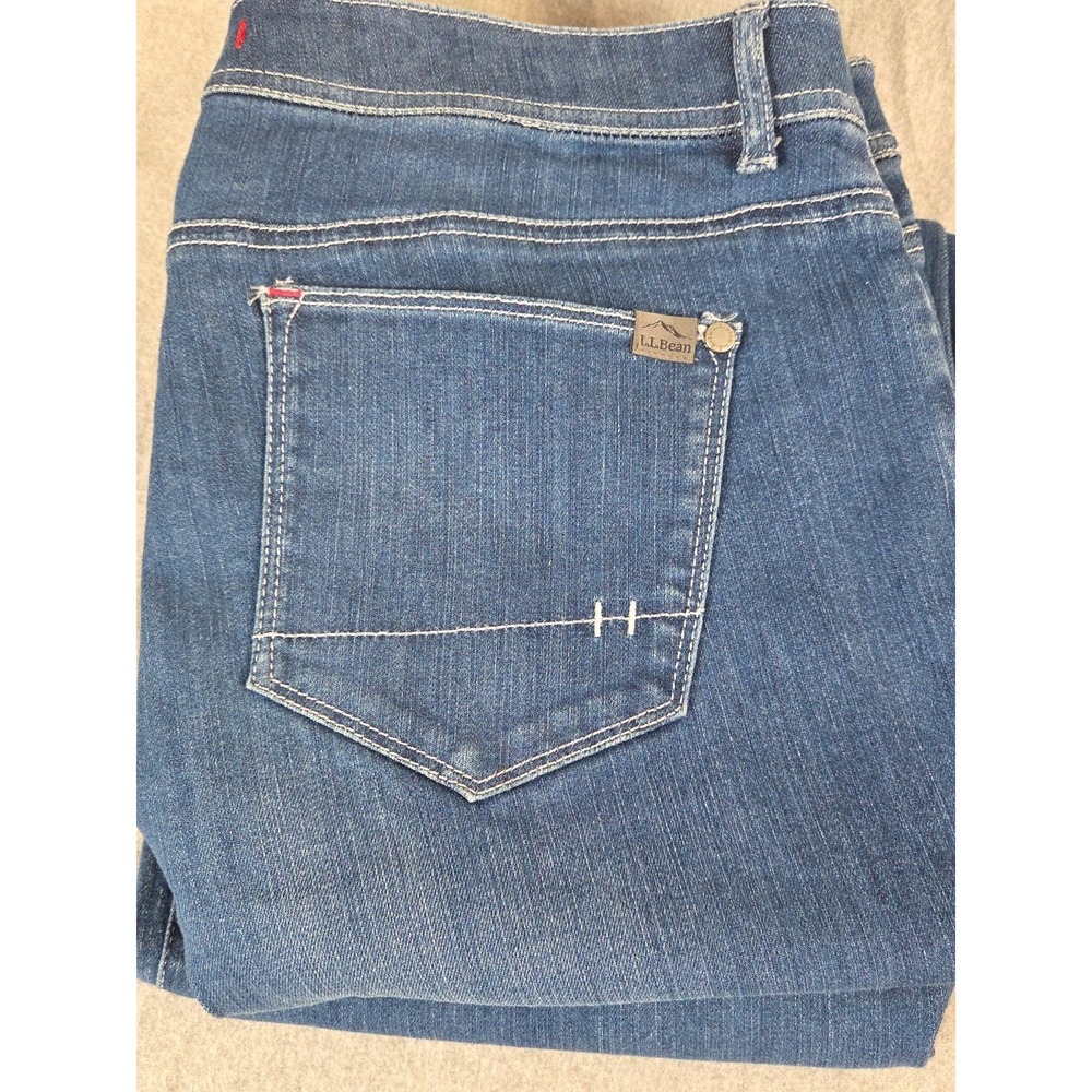 LL Bean Womens Selvedge‎ Trouser Jeans 36x32 Stretch Tapered Logo Preppy Rare
